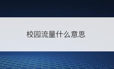 校园流量什么意思