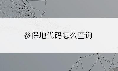 参保地代码怎么查询