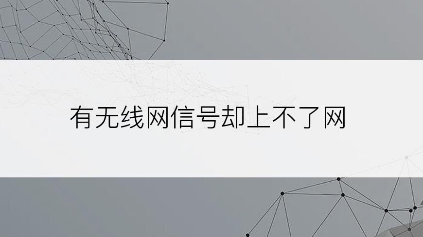 有无线网信号却上不了网