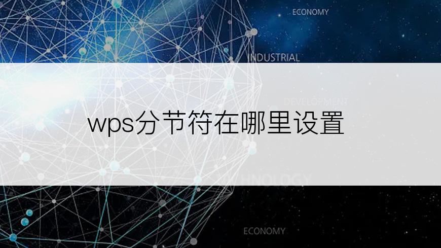 wps分节符在哪里设置