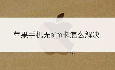 苹果手机无sim卡怎么解决