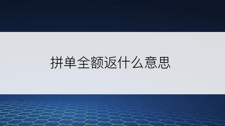 拼单全额返什么意思