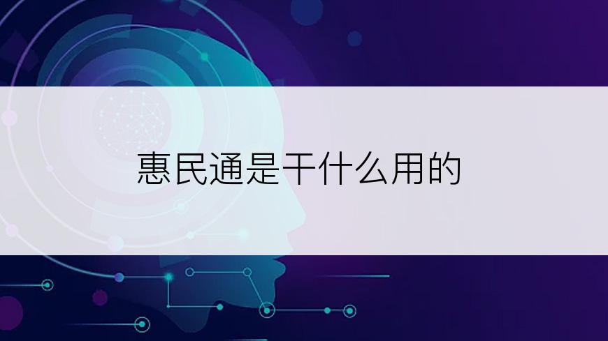 惠民通是干什么用的