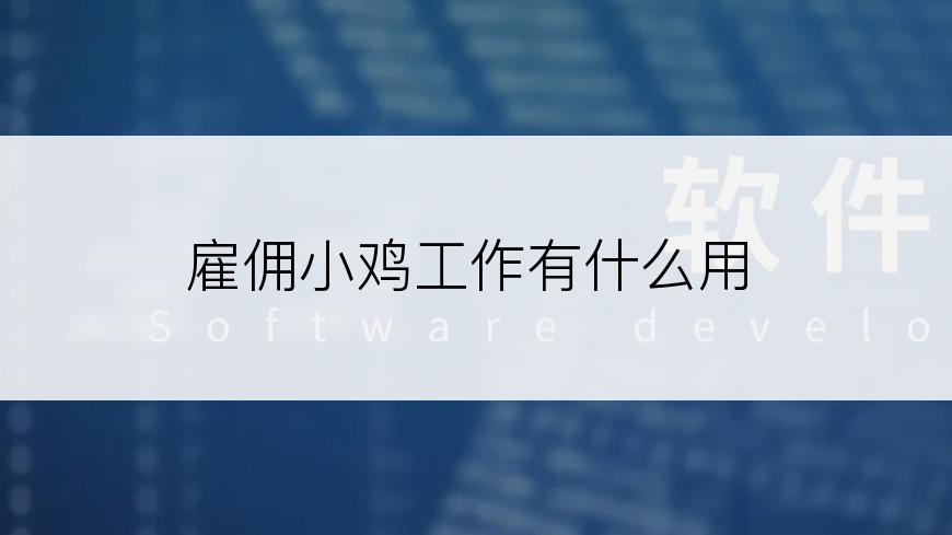 雇佣小鸡工作有什么用