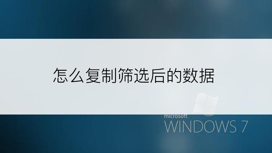 怎么复制筛选后的数据