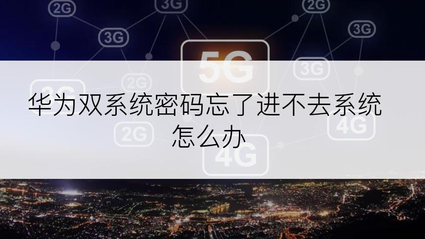 华为双系统密码忘了进不去系统怎么办