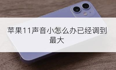 苹果11声音小怎么办已经调到最大