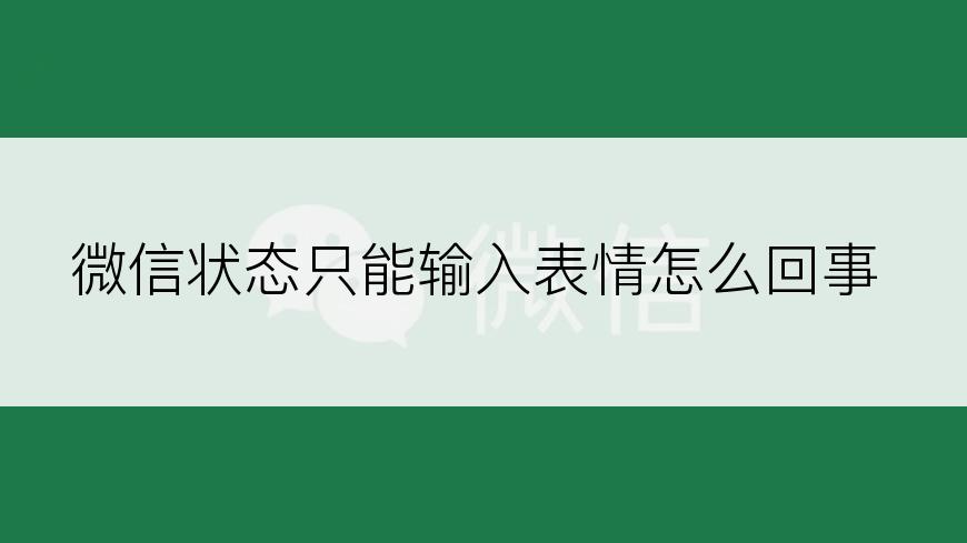 微信状态只能输入表情怎么回事