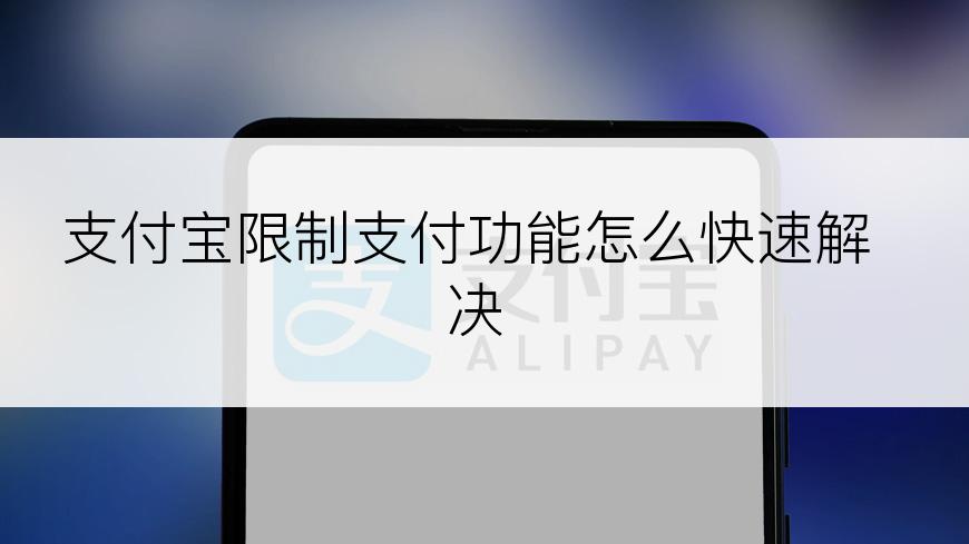 支付宝限制支付功能怎么快速解决