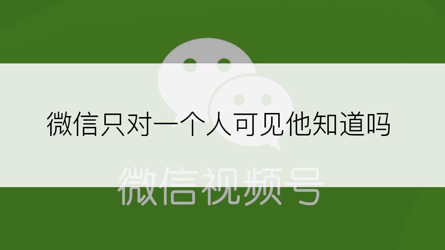 微信只对一个人可见他知道吗