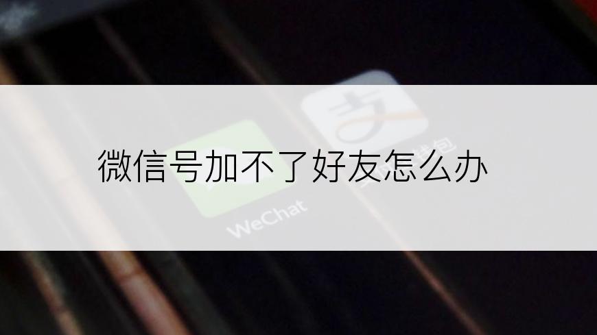 微信号加不了好友怎么办