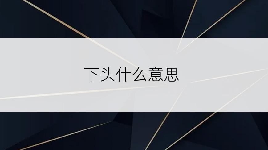下头什么意思