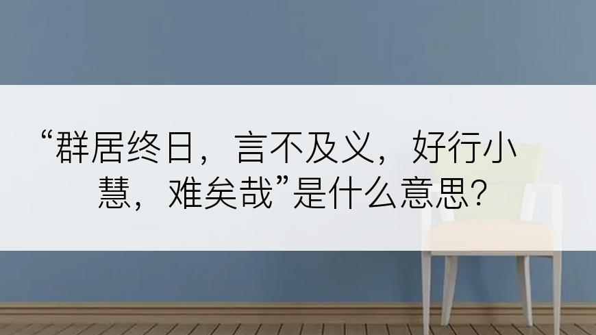 “群居终日，言不及义，好行小慧，难矣哉”是什么意思？