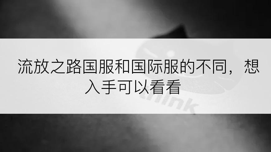 流放之路国服和国际服的不同，想入手可以看看
