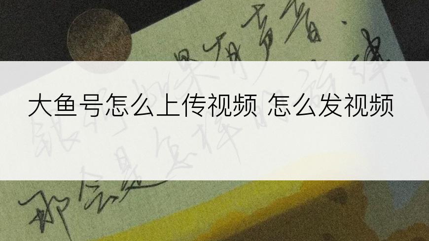 大鱼号怎么上传视频 怎么发视频