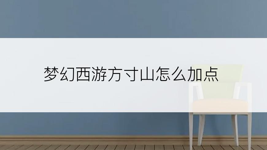 梦幻西游方寸山怎么加点