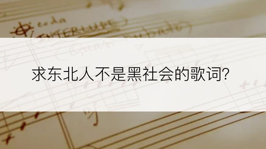 求东北人不是黑社会的歌词？