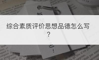 综合素质评价思想品德怎么写？