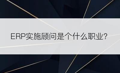 ERP实施顾问是个什么职业？
