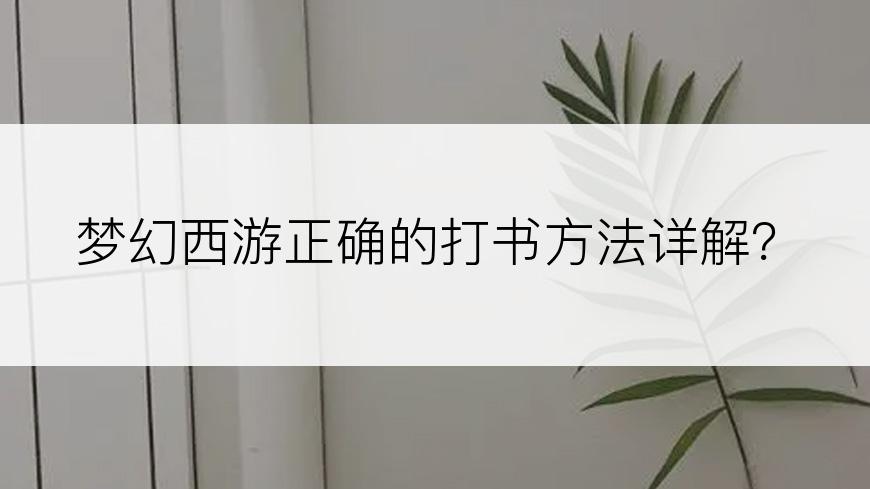 梦幻西游正确的打书方法详解？