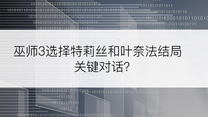 巫师3选择特莉丝和叶奈法结局关键对话？