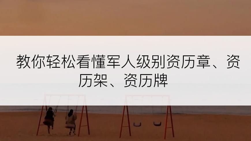 教你轻松看懂军人级别资历章、资历架、资历牌
