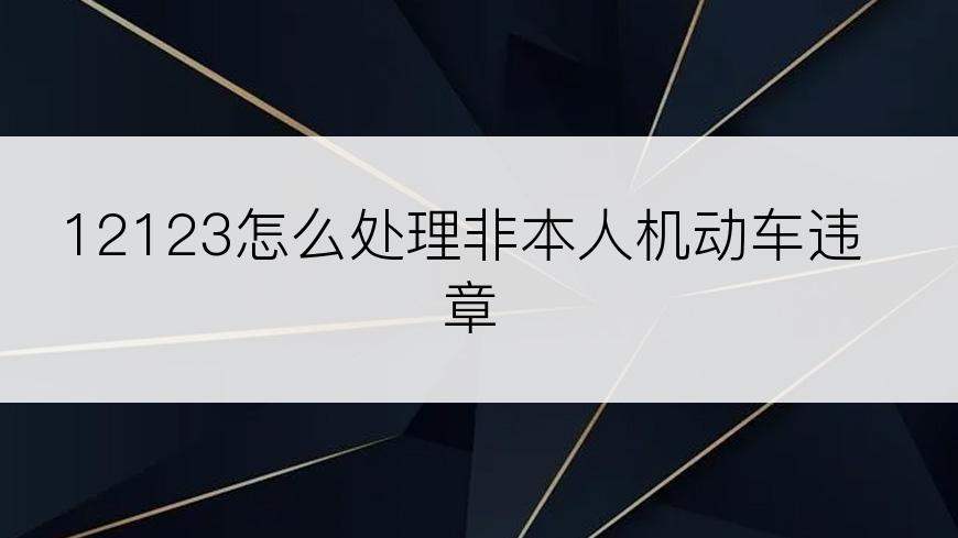 12123怎么处理非本人机动车违章