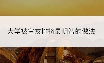 大学被室友排挤最明智的做法