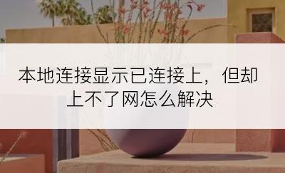 本地连接显示已连接上，但却上不了网怎么解决