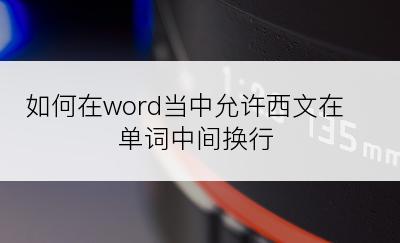 如何在word当中允许西文在单词中间换行
