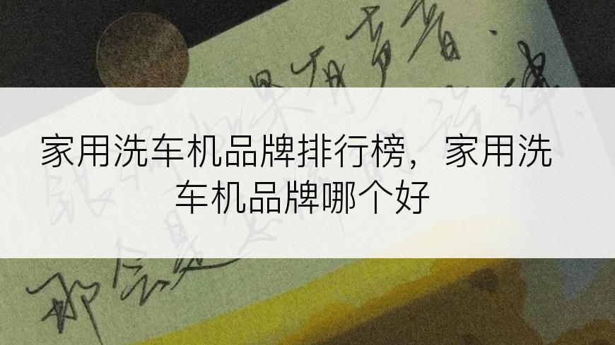 家用洗车机品牌排行榜，家用洗车机品牌哪个好