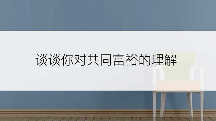 谈谈你对共同富裕的理解