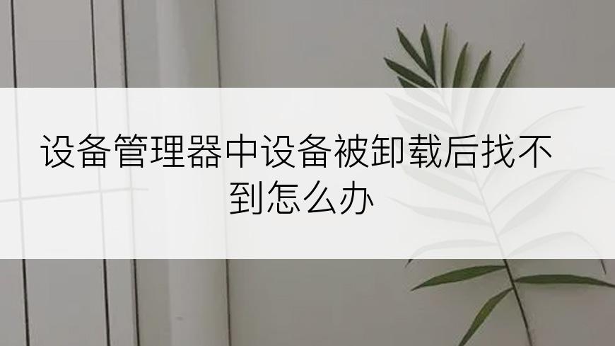 设备管理器中设备被卸载后找不到怎么办