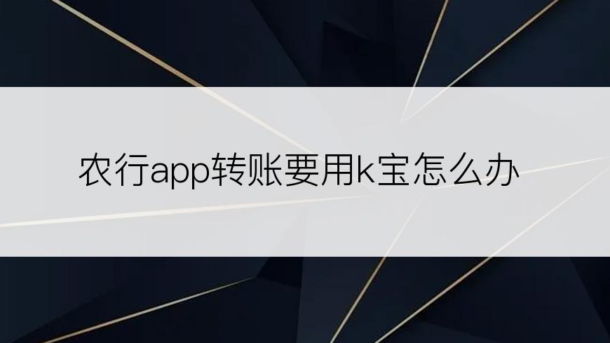 农行app转账要用k宝怎么办