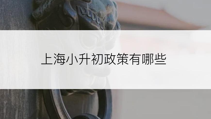 上海小升初政策有哪些