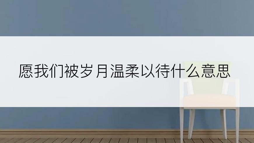 愿我们被岁月温柔以待什么意思