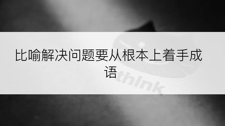 比喻解决问题要从根本上着手成语