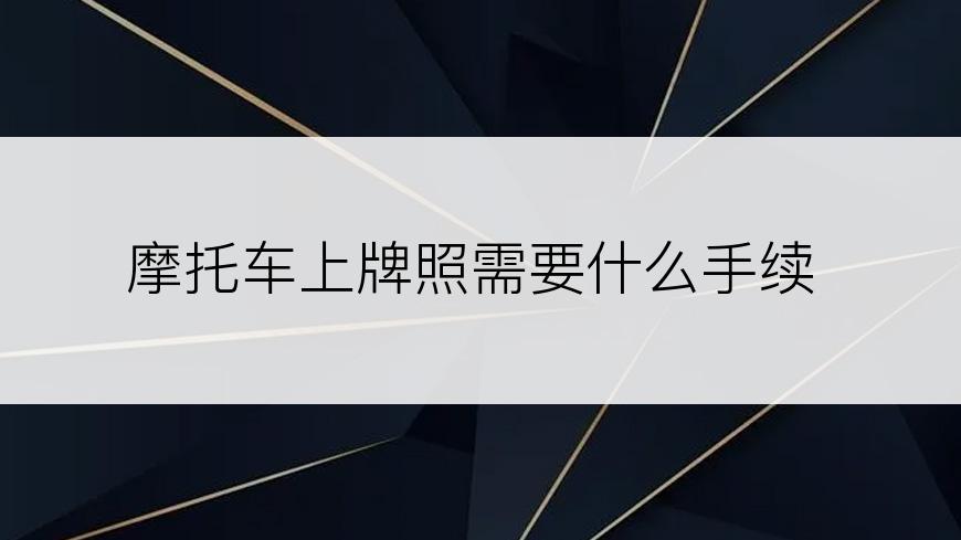 摩托车上牌照需要什么手续
