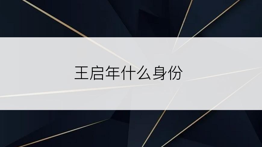 王启年什么身份