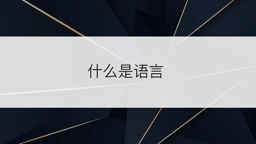 什么是语言