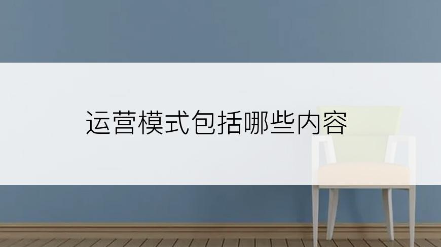 运营模式包括哪些内容