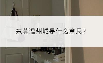 东莞温州城是什么意思？
