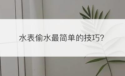 水表偷水最简单的技巧？