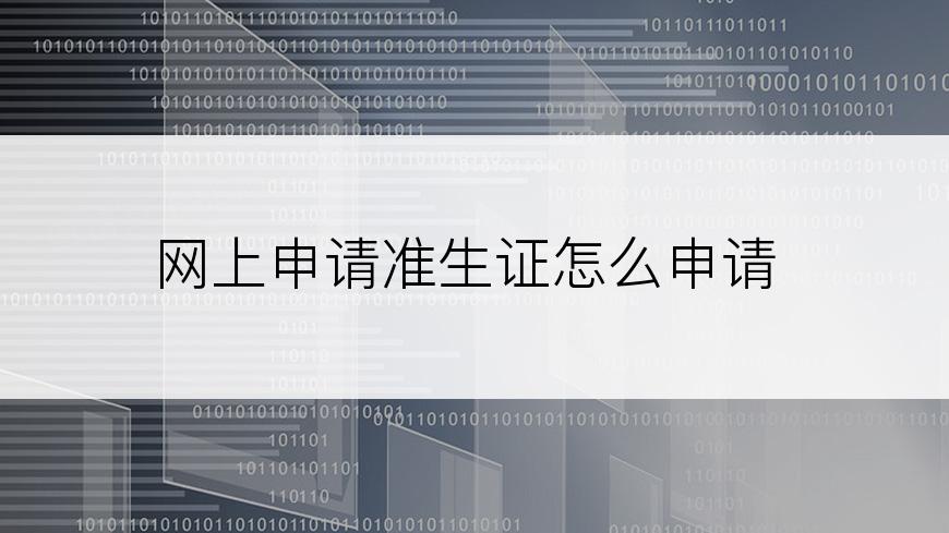 网上申请准生证怎么申请