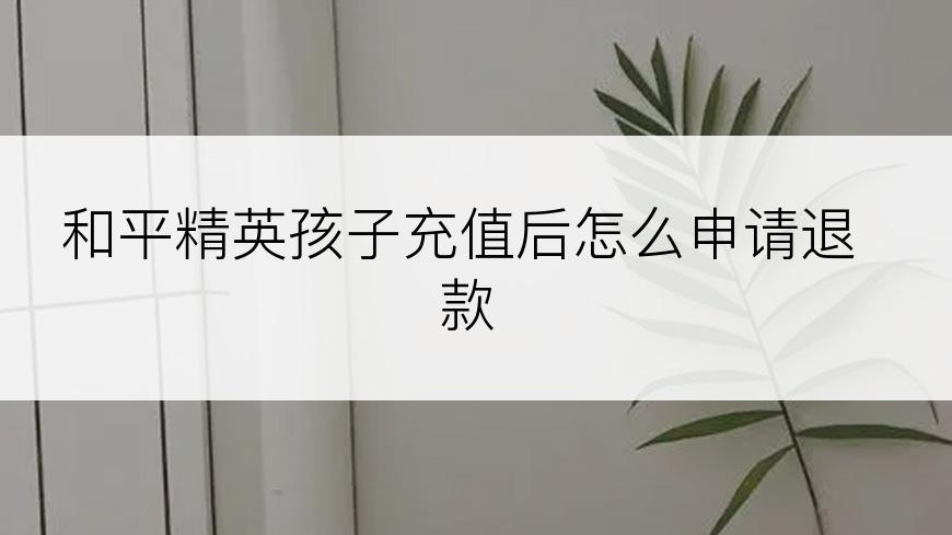 和平精英孩子充值后怎么申请退款