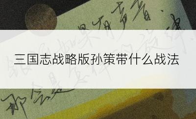 三国志战略版孙策带什么战法