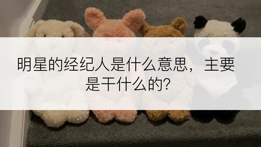明星的经纪人是什么意思，主要是干什么的？