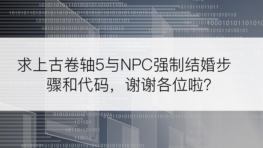 求上古卷轴5与NPC强制结婚步骤和代码，谢谢各位啦？