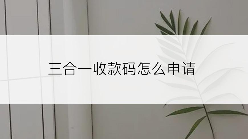 三合一收款码怎么申请
