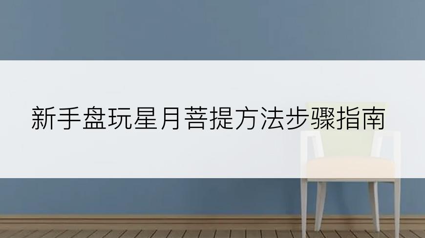 新手盘玩星月菩提方法步骤指南